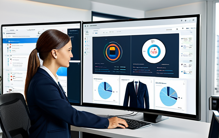 Integrated Virtual Fitting System**
"A modern office scene depicting data synchronization between an e-commerce platform (virtual fitting) and a CRM system on separate monitors, fully clothed professional analysts reviewing dashboards, safe for work, perfect anatomy, correct proportions, clean and professional visual style, appropriate content, high resolution, professional attire, family-friendly."
**